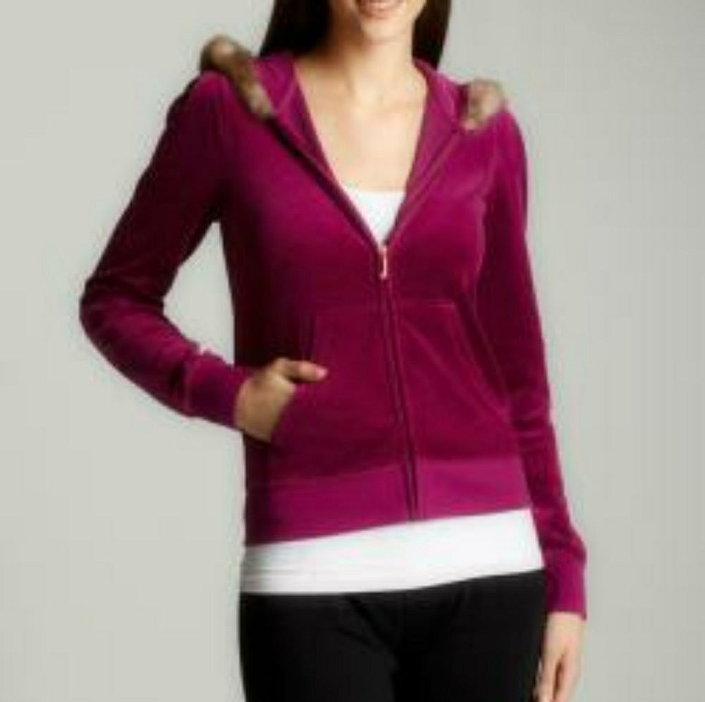 Juicy Couture Fur Trimmed Velour hoodie (size L)